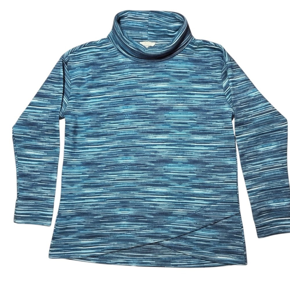 Talbot’s French Terry Space Dye Teal Funnel Neck Sweater Size Medium Petite